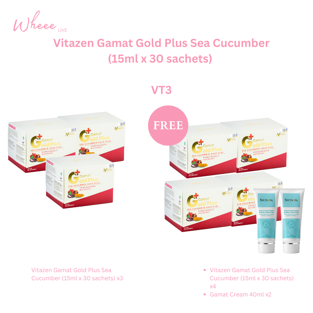 Vitazen Gamat Gold Plus Sea Cucumber (15ml x 30 sachets)   (VT1/VT2/VT3)